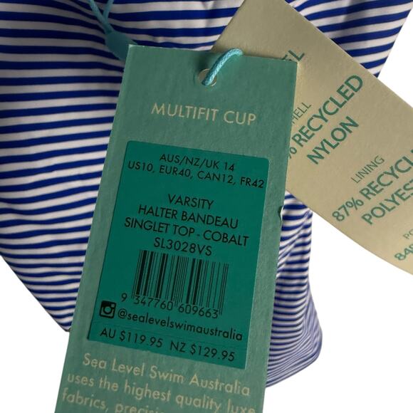 Sea Level Varsity Halter Bandeau Tankini Bottoms Two Piece Swimsuit Set Sz 10 - Picture 16 of 16